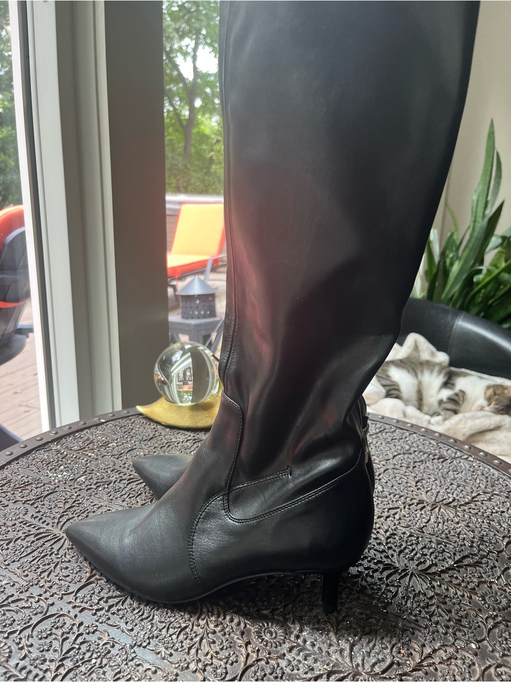 NEW FRANCO SARTO KERRY TALL KITTEN HEEL BLACK BOOTS 6 - Picture 8 of 13